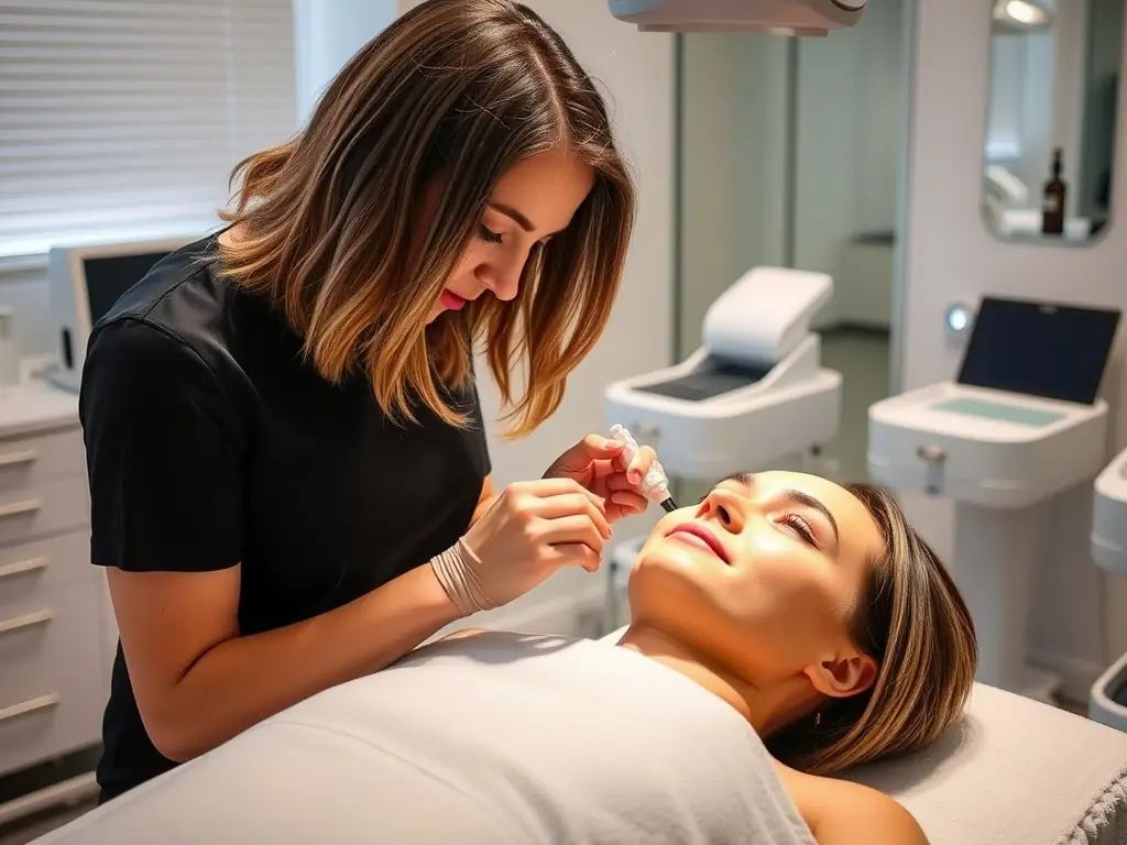 A close-up shot of a student practicing facial massage techniques on a mannequin, highlighting the hands-on training provided in the Advanced Skincare Techniques course.